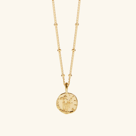 Gold Venus Coin Necklace With Bead Chain